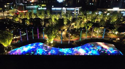 Customer story pictures projection mapping Jiang'an River floor projection
