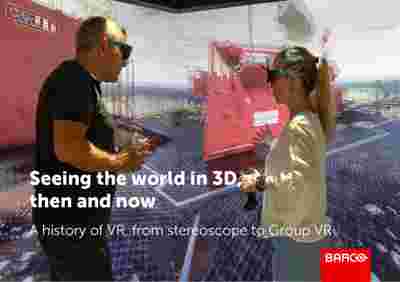 Cover of the Barco virtual reality e-book - Seeing the world in 3D