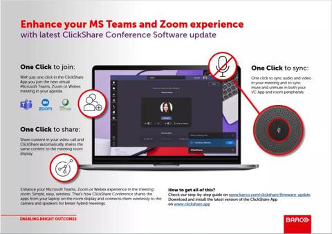 Enhance your MS Teams, Zoom and Webex experience with latest ClickShare  Conference Software update - Barco