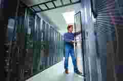 Computer Technician/network administrator working on a server