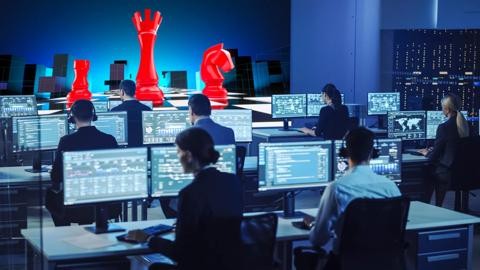 control room with TruePix Smart Move campaign visual on screen