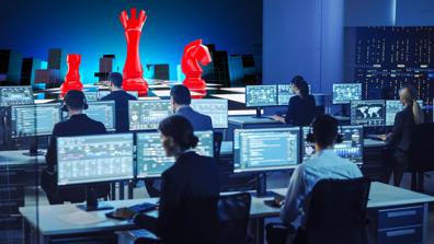control room with TruePix Smart Move campaign visual on screen