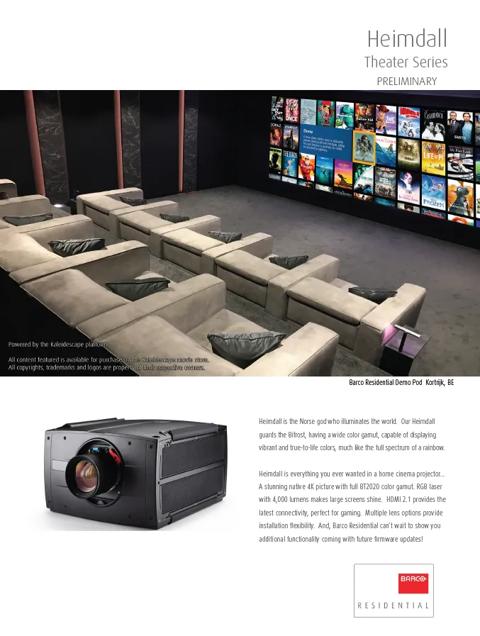 heimdall projector f400 for residential home theater cinema spec sheet specsheet