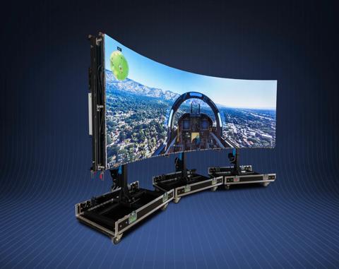 curved LED set-up for simulation, based on TruePix tiles, with flightcases for easy transport