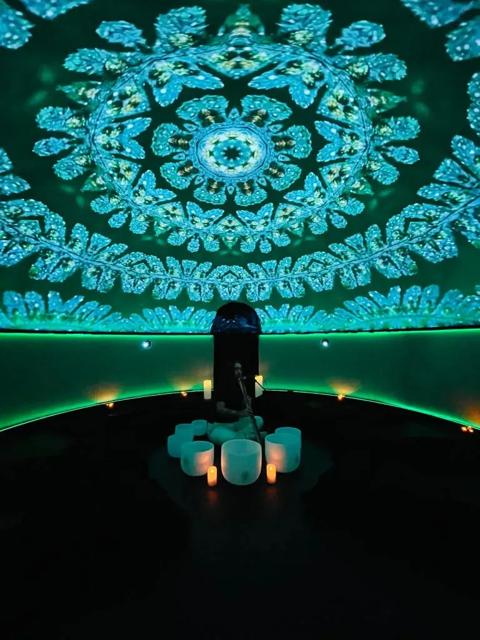 Inside the world's first neuro-sensory therapeutic dome. Sensorium Health powered by Barco G50 projectors.