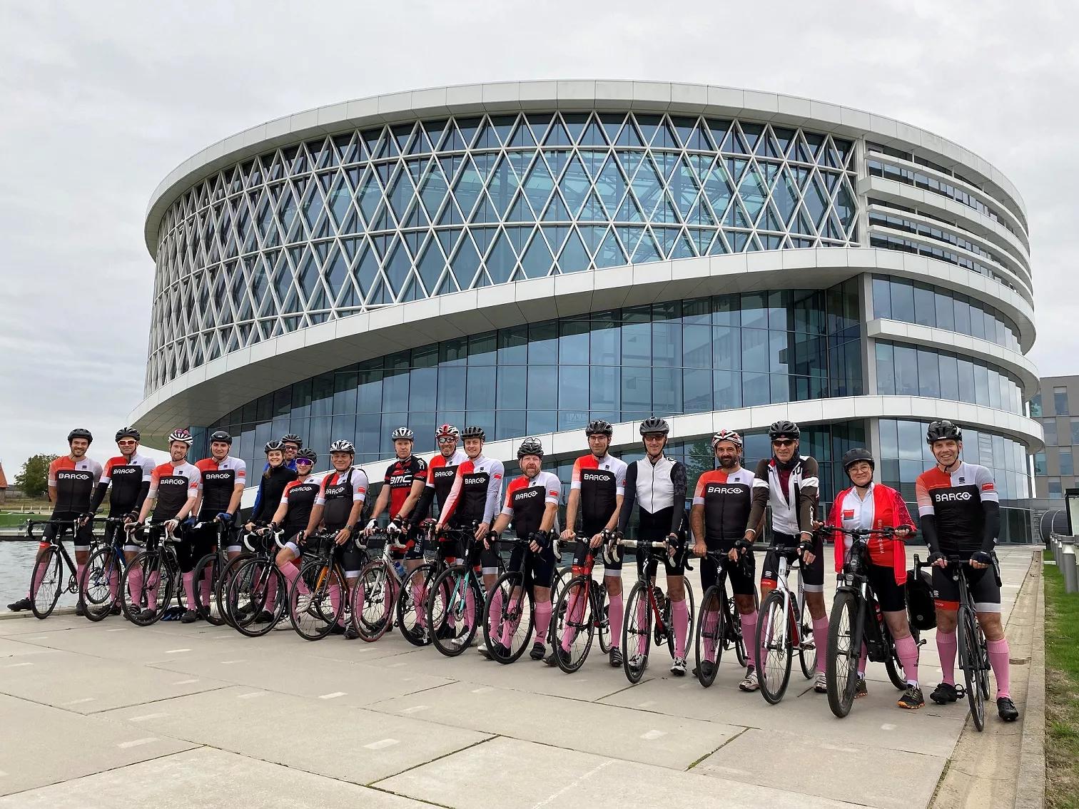 The Barco cycling team starting their Pink Bike Ride for Breast Cancer Awareness Month
