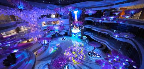 Pictures and video for customer reference Hainan, China Skyline Secret Forest, Haikou Duty-Free City, projection mapping with UDX projectors