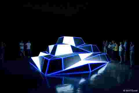 Pictures customer story
DARK MATTER museum Berlin Germany
'Polygon Playground'
Interactive projection on 3D structure with F80-4K7 projectors
WHITEvoid