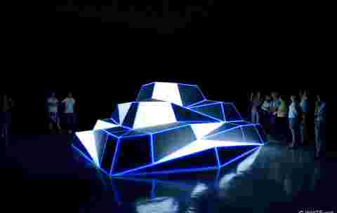 Pictures customer story
DARK MATTER museum Berlin Germany
'Polygon Playground'
Interactive projection on 3D structure with F80-4K7 projectors
WHITEvoid
