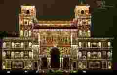 Projection mapping onto internal facade of the Villa Medici, telling the (hi)story of the French Academy