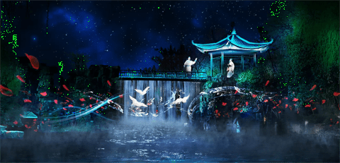 Pictures from customer story about Yanghzou Slender West Lake projection mapping night tour