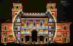 Projection mapping onto internal facade of the Villa Medici, telling the (hi)story of the French Academy