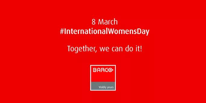 Animated gif with strong Barco women celebrating International Women's Day