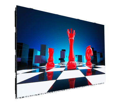 TruePix 4x4 LED video wall, with chess launch campaign imagery on screen