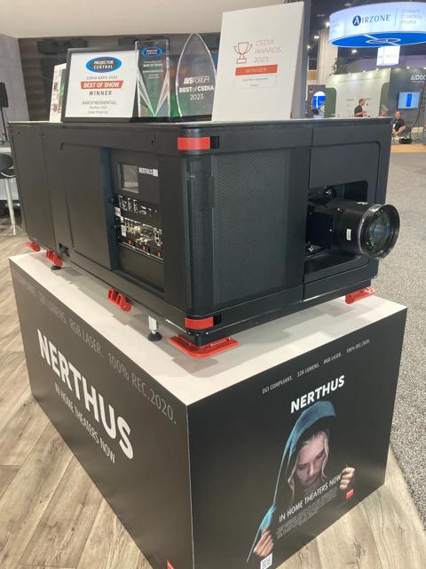 Nerthus at CEDIA Expo 2023 Denver taking home three awards. Projector Central Best of Show, CEDIA association Best New Hardware, and AVSForum Best of CEDIA