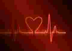Illustration of an electrocardiogram with a heart shape - visualises Barco's Pulse processing platform