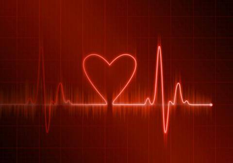 Illustration of an electrocardiogram with a heart shape - visualises Barco's Pulse processing platform