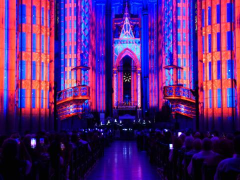 Luminscence projection mapping in church in Sao Paulo
