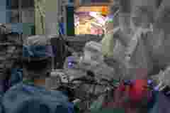 A medical display used in robotic surgery