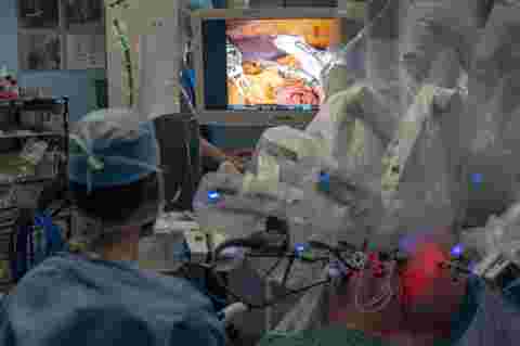 A medical display used in robotic surgery