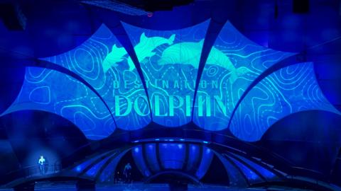Pictures for customer story Splashing into the future with laser projections for the Dolphin Exhibit at Georgia Aquarium with UDX and G100 projection