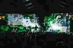 Kortrijk Club of the Future projection mappings in industrial hall transformed into immersive dance floor