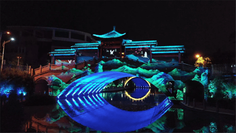 Pictures customer story of Dream wander to Luling, the modern version of the Riverside scene at the Qingming festival, projection mapping at Ji'an Houhe River with UDX