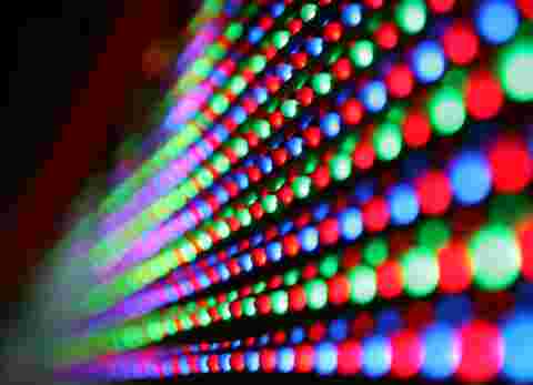 close-up of colourful led screen