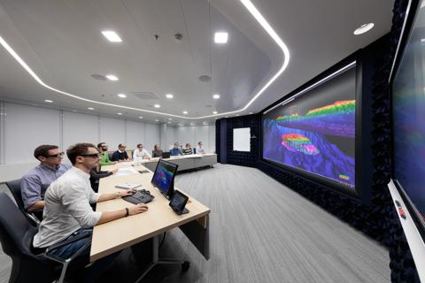 Barco projector displaying vibrant colors on a screen - OMV 8155 Edit.