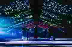 Kortrijk Club of the Future projection mappings in industrial hall transformed into immersive dance floor