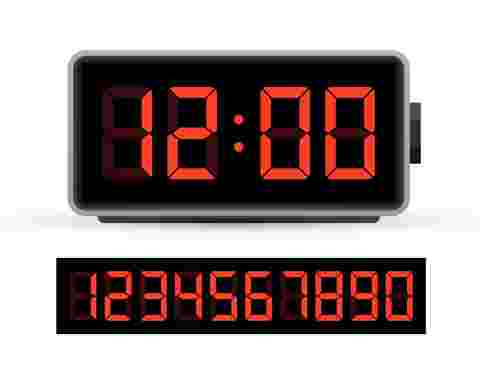 Digital clock number set. Time icon. Design element. Vector stock illustration. Vector illustration