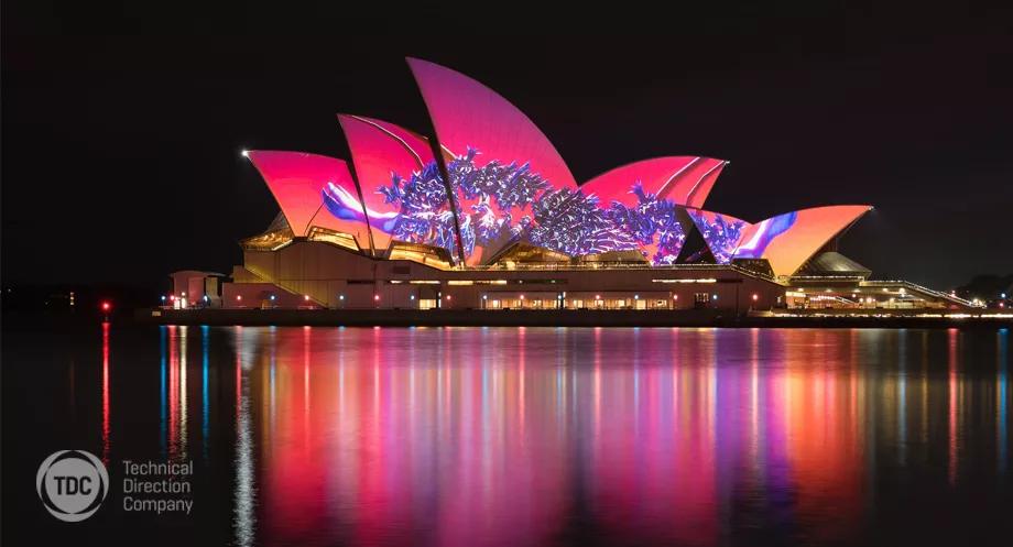 Vivid Sydney projection mapping Sydney Opera House using Barco UDX projectors