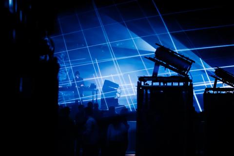 Kortrijk Club of the Future projection mappings in industrial hall transformed into immersive dance floor