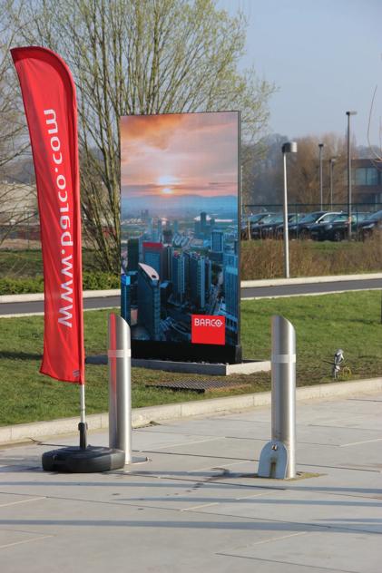 LED display at entrance One Campus, Kortrijk