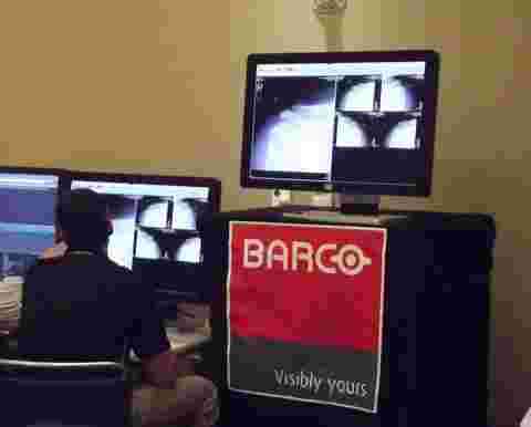 Scouting Combine trainers and physicians view athletes' images on Barco displays (2)