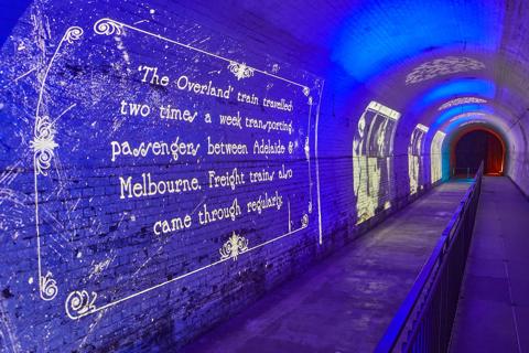 HIDDEN SLEEP’S HILL TUNNEL AWAKENS AT ADELAIDE FRINGE 24 WITH MESMERIZING VISUAL mapping INSTALLATION using BARCO G62 and UDM projectors