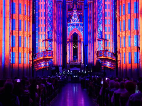 Luminscence projection mapping in church in Sao Paulo
